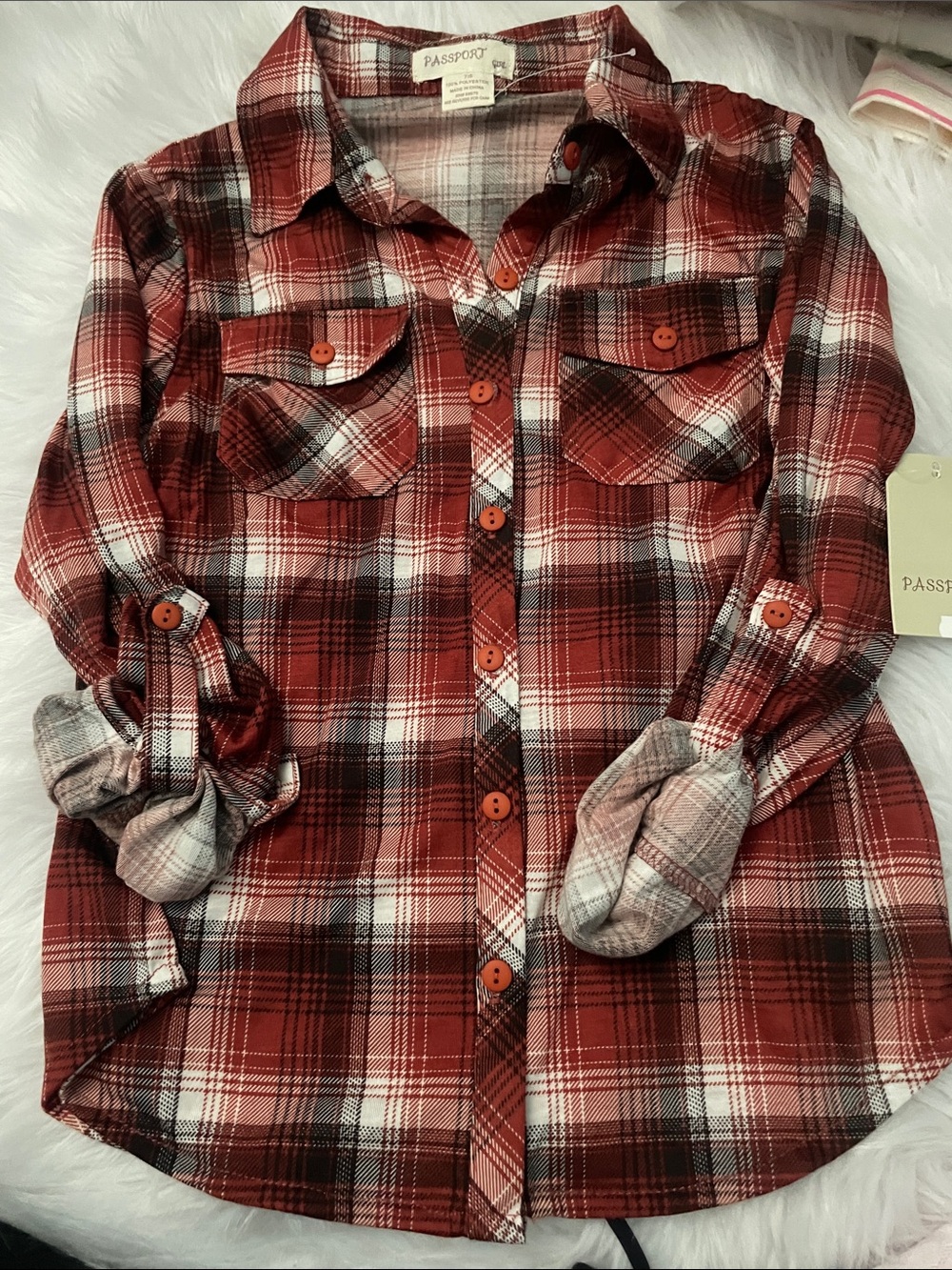 Passport Red and White Plaid Button-Down Shirt